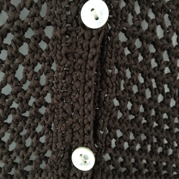 Eddie Bauer Brown Open Crochet Cardigan - Sz M - Picture 7 of 8